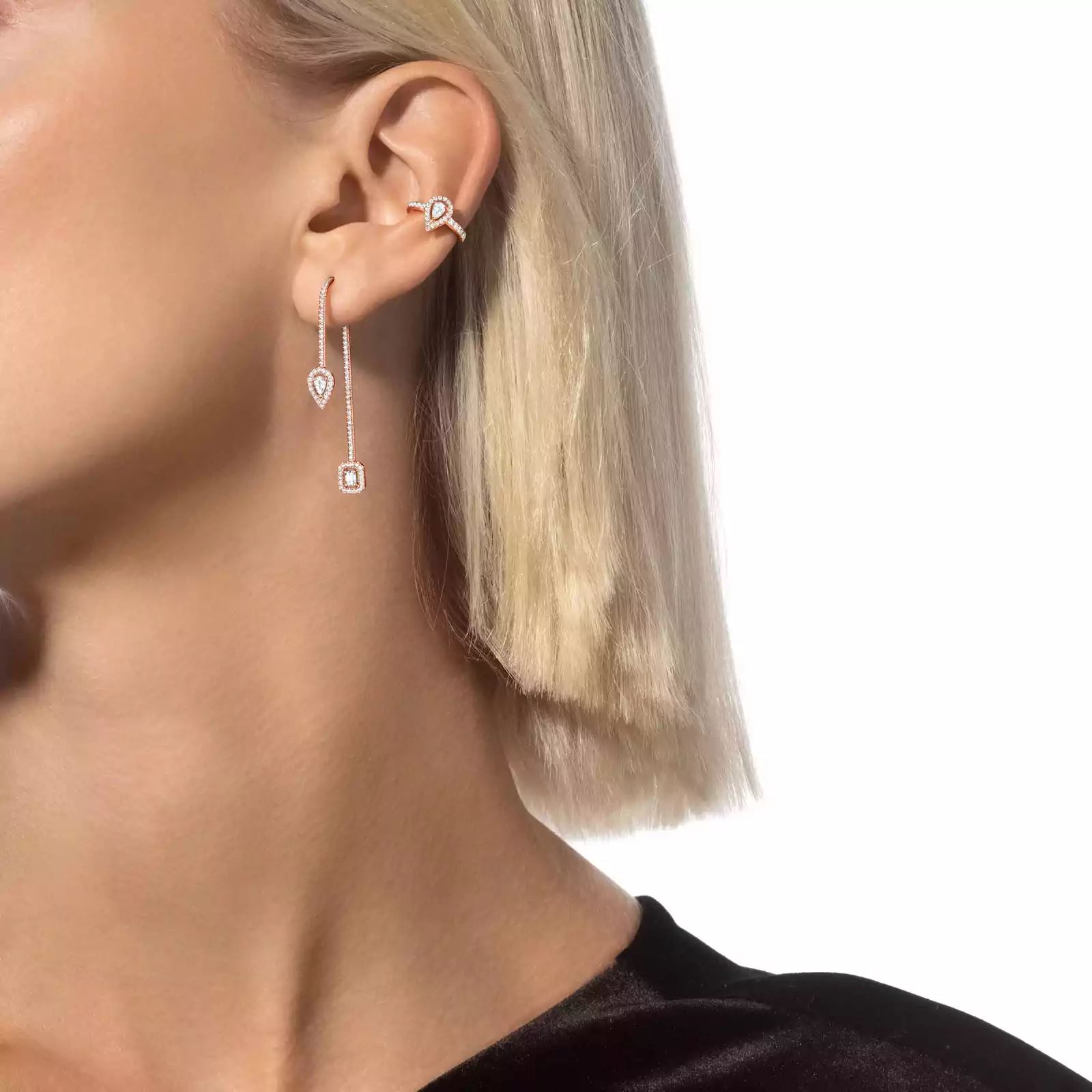mono clip milieu my twin diamant poire, or rose