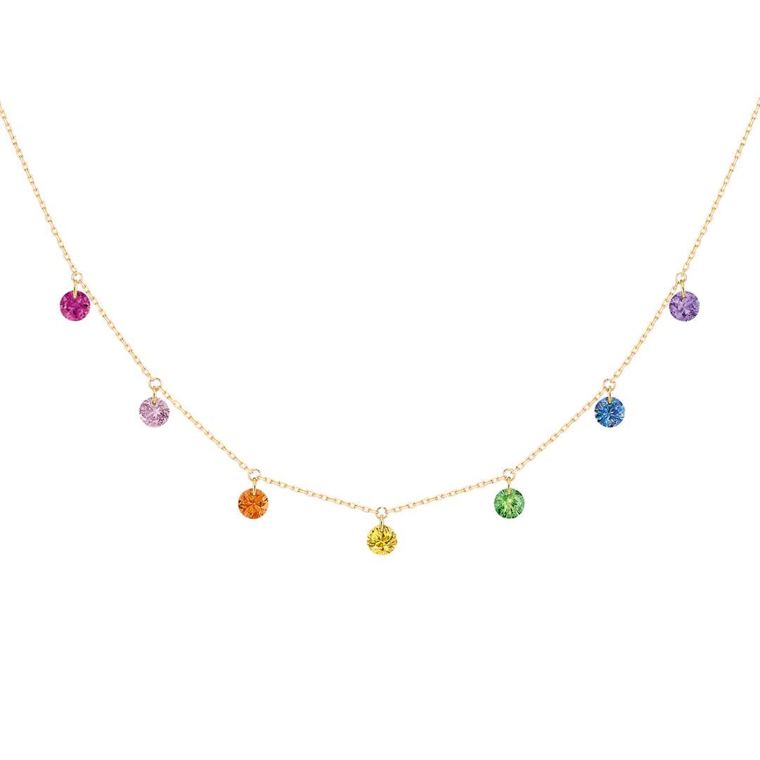 collier confetti rainbow, or jaune