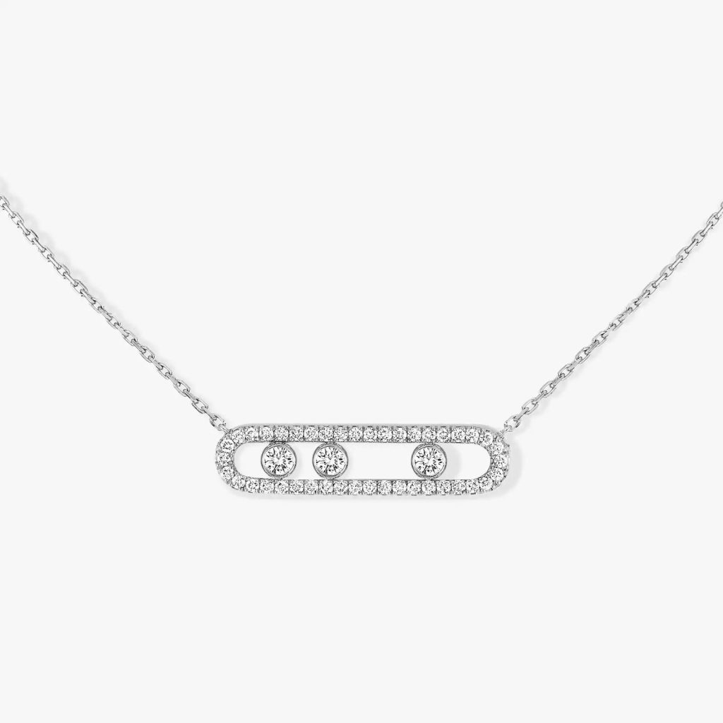 collier move pavé, or blanc