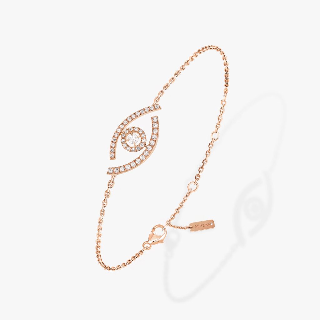 bracelet lucky eye pavé, or rose