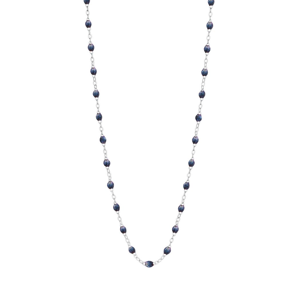 collier bleu nuit classique gigi, or blanc, 42 cm