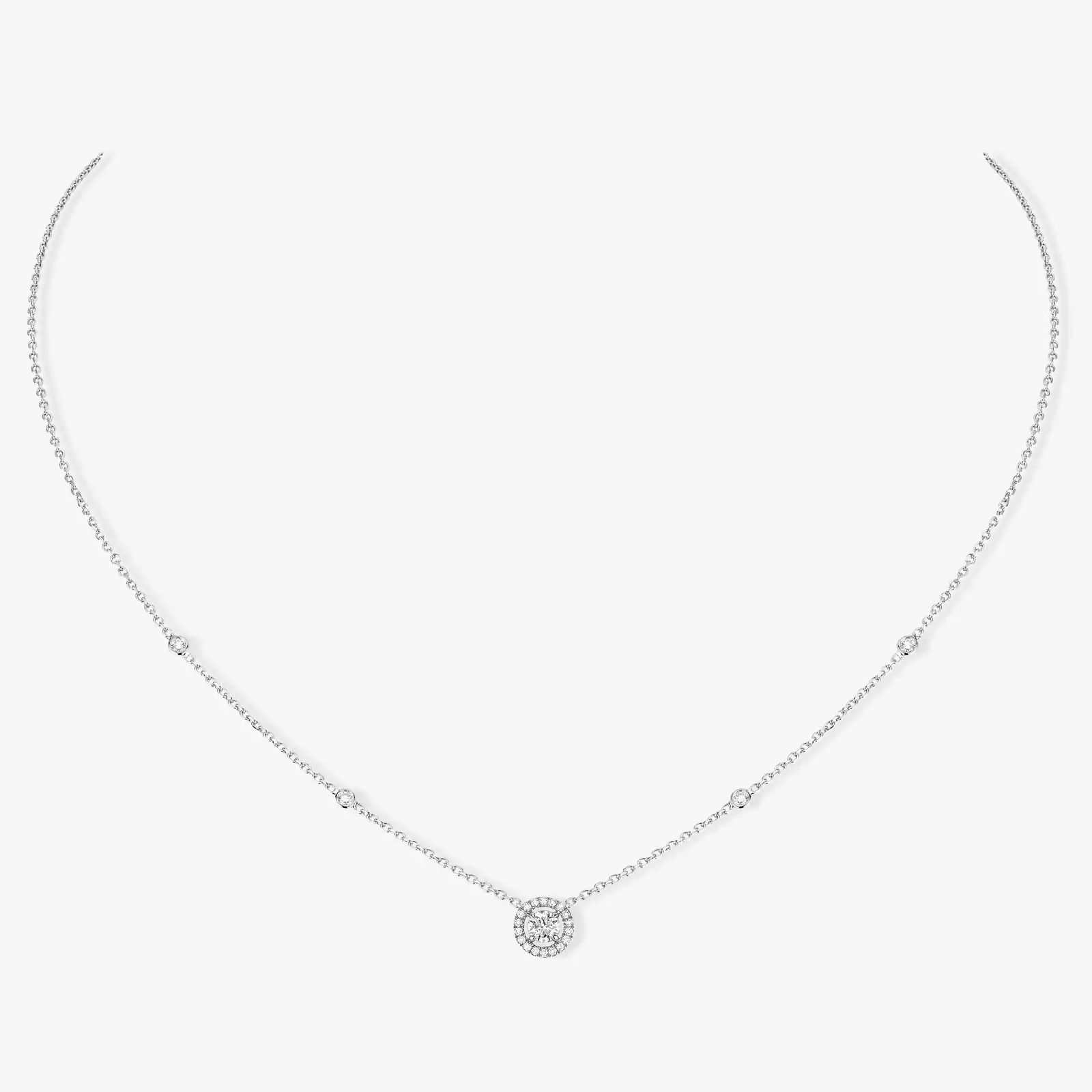 collier joy diamant rond, or blanc