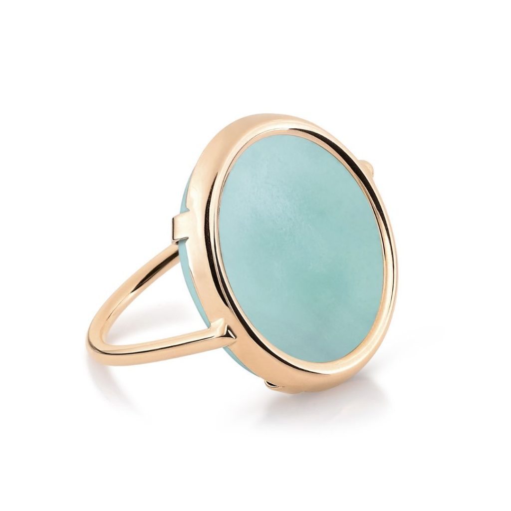 bague disc ring amazonite, or rose, t 52