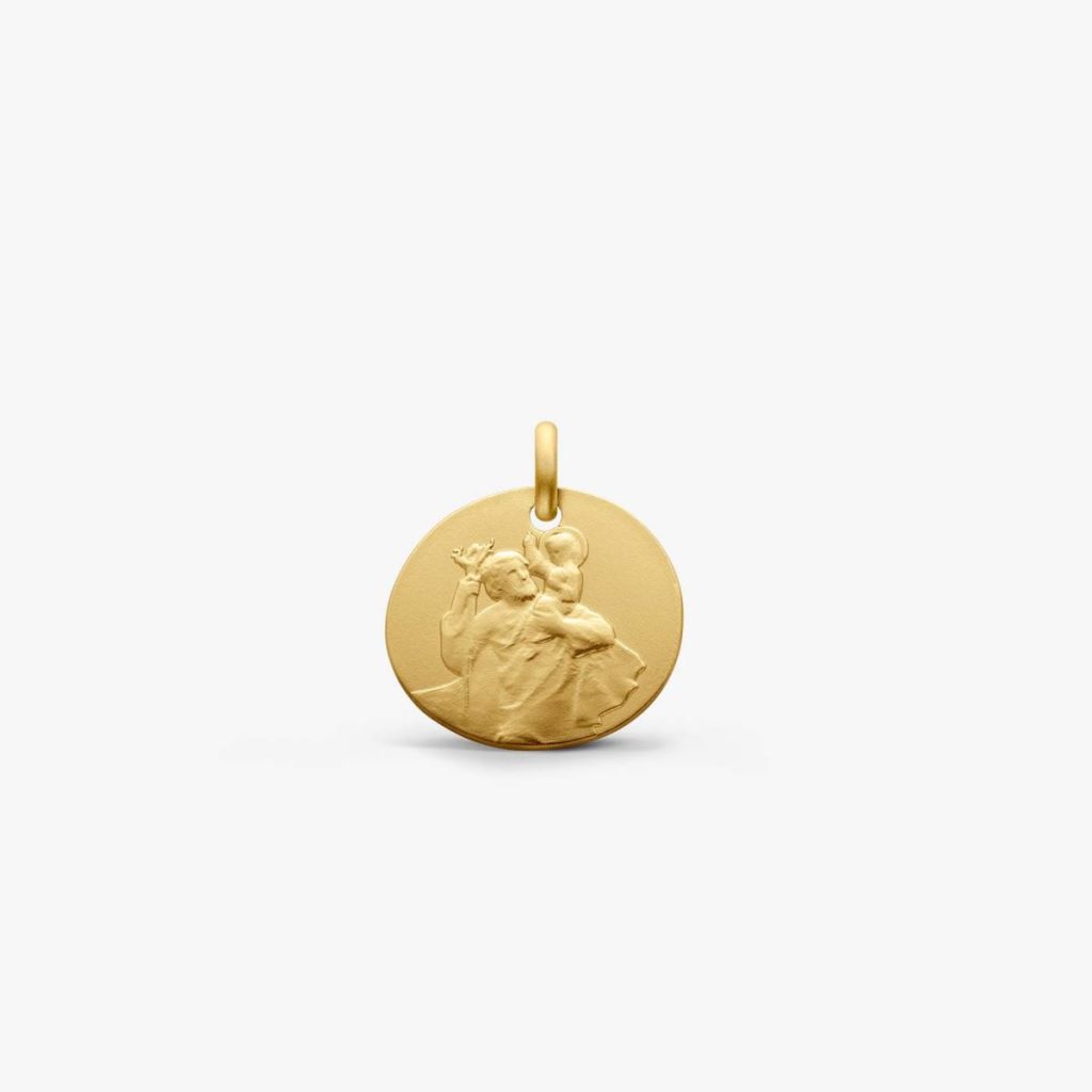 médaille galet saint christophe, or jaune