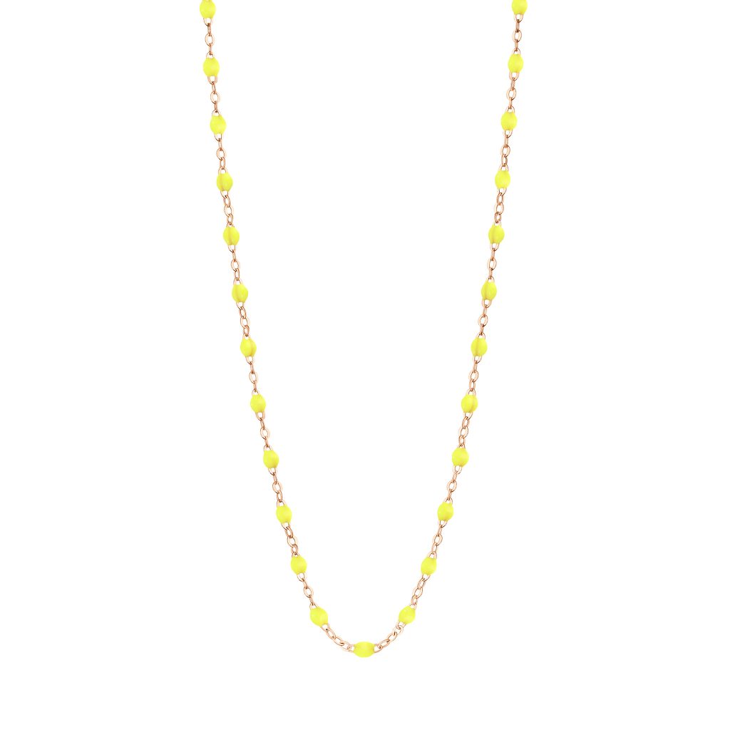 collier jaune fluo classique gigi, or rose, 42 cm