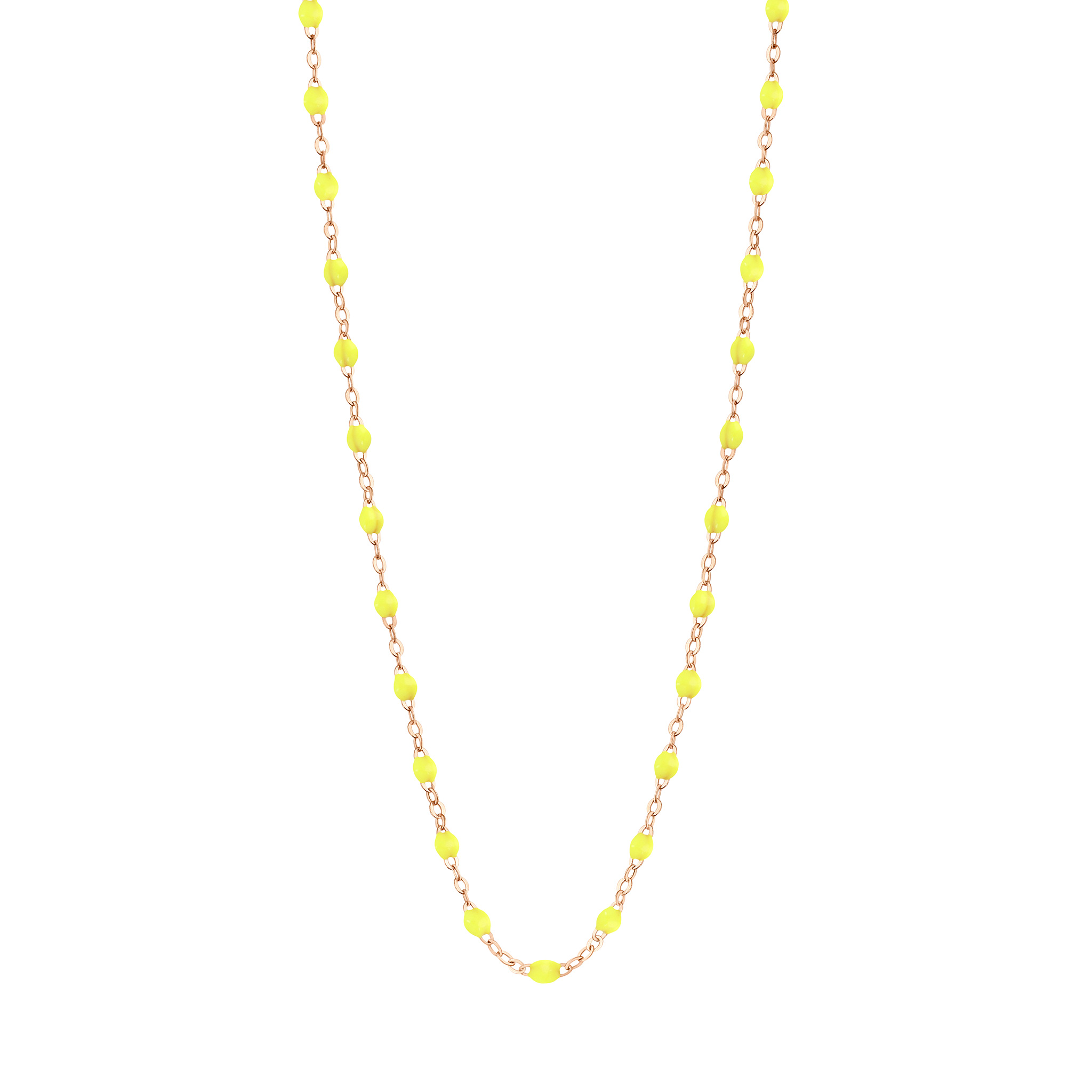 collier jaune fluo classique gigi, or rose, 42 cm
