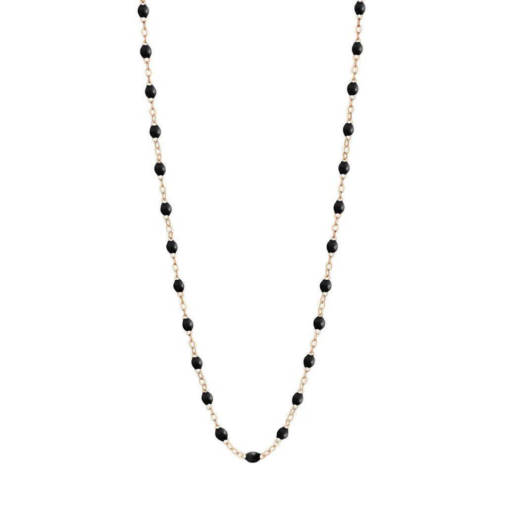 collier noir classique gigi, or rose, 50 cm