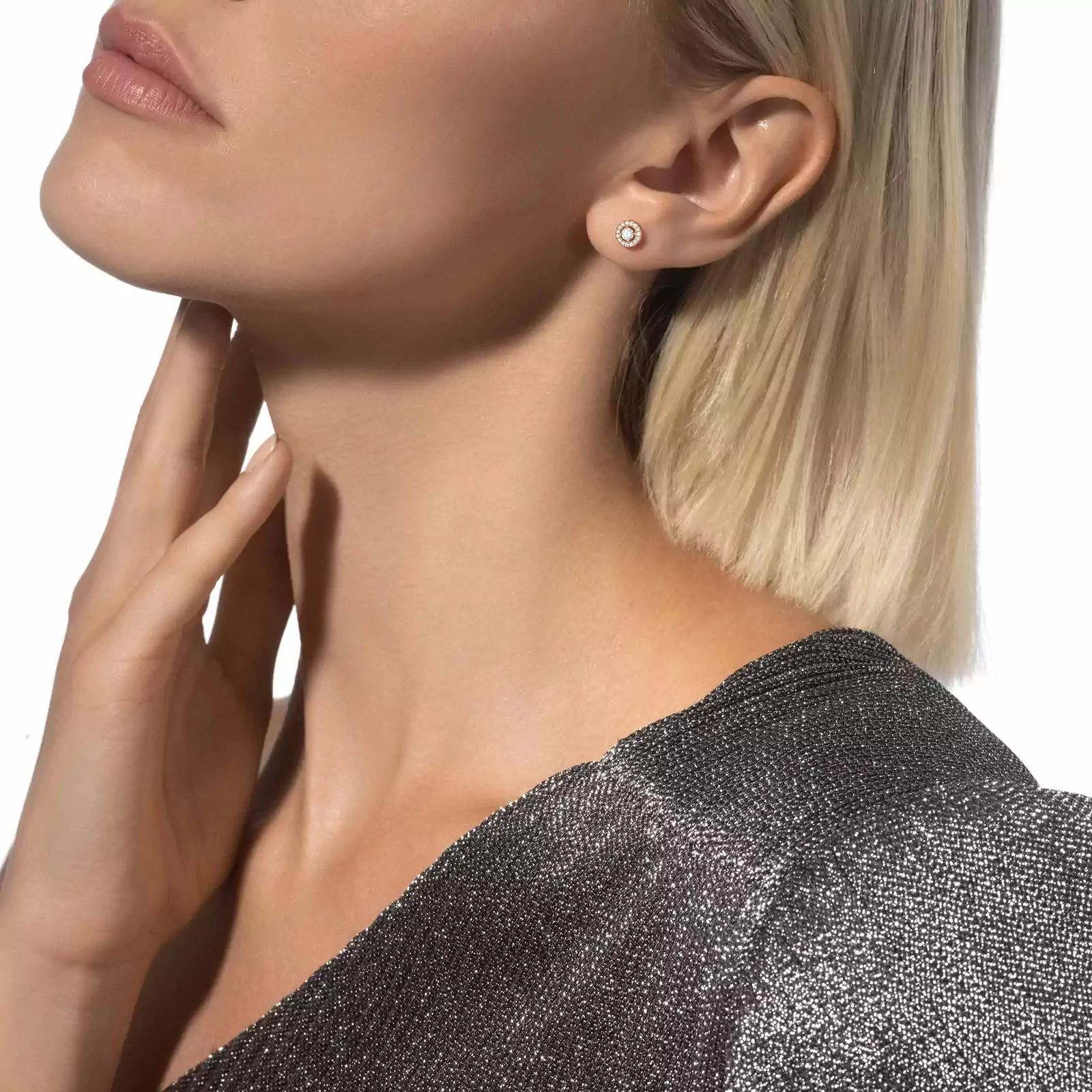 boucles d'oreilles joy diamants ronds, or rose