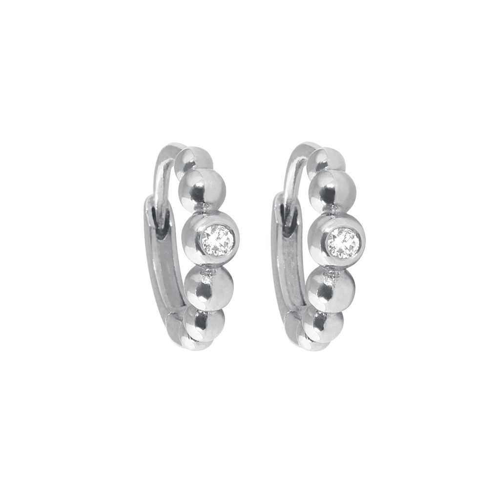 créoles lucky, diamants, or blanc