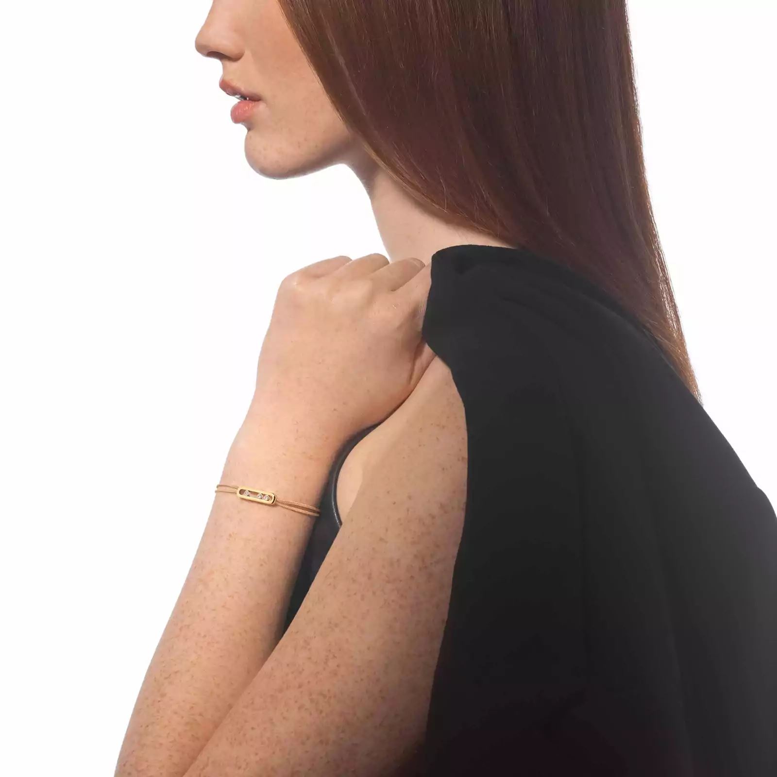 bracelet care(s) cordon beige, or jaune