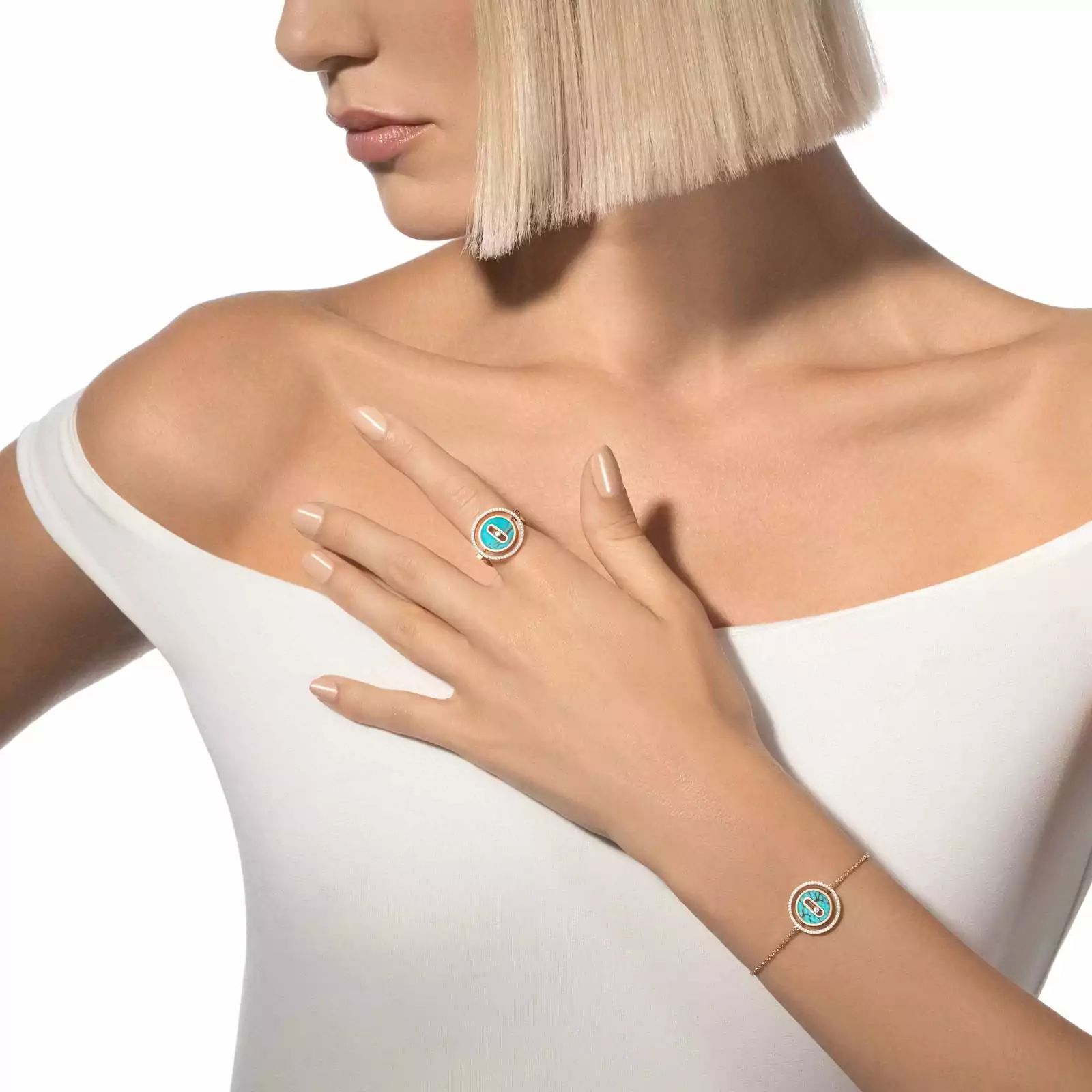 bracelet lucky move pm turquoise, or rose