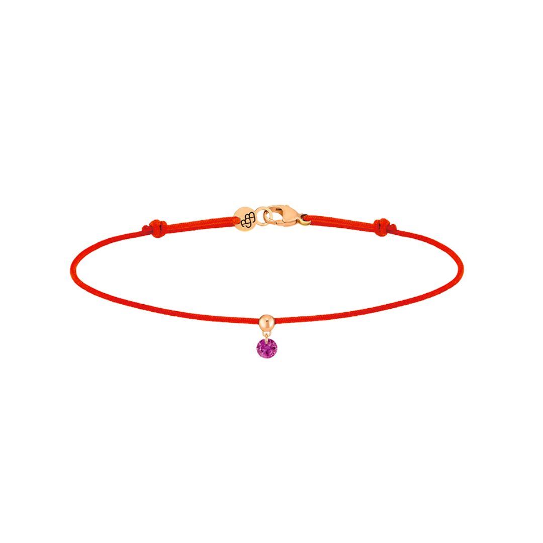 bracelet cordon bb rouge, rubis, or rose