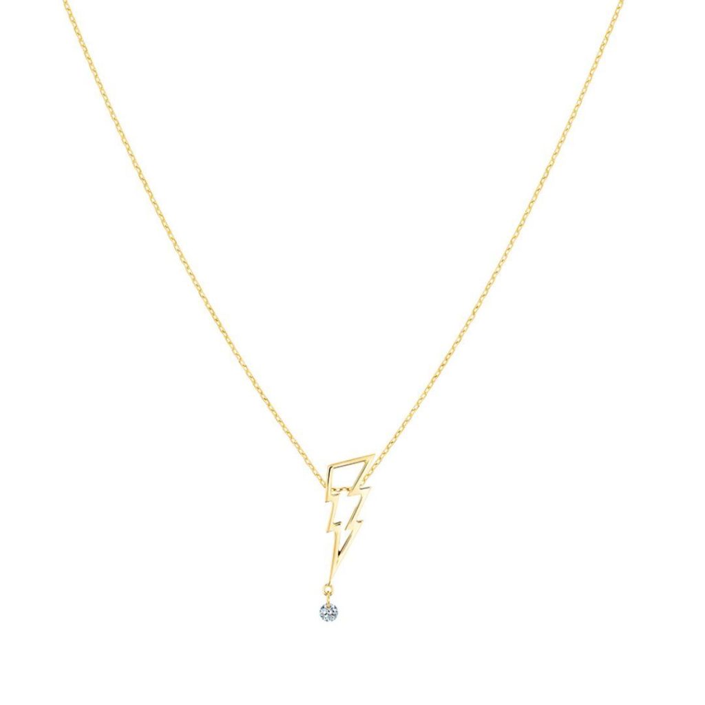 collier pop coup de foudre diamant, or jaune