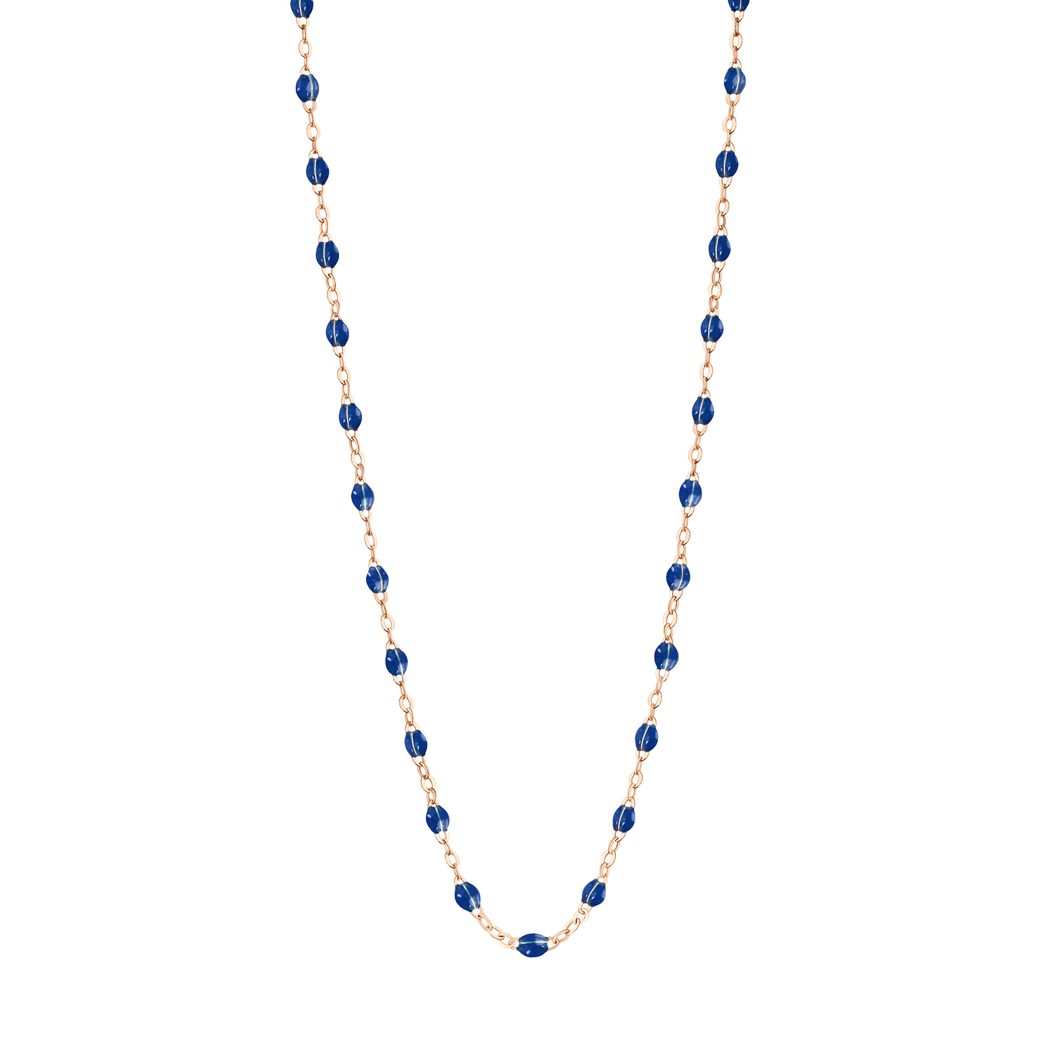 collier bleu de prusse classique gigi, or rose, 42 cm