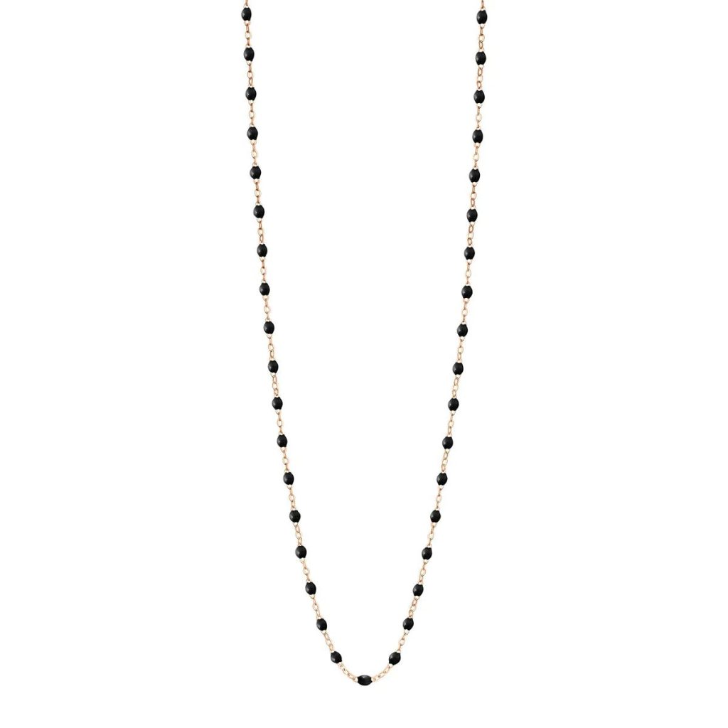 sautoir noir classique gigi, or rose, 60 cm