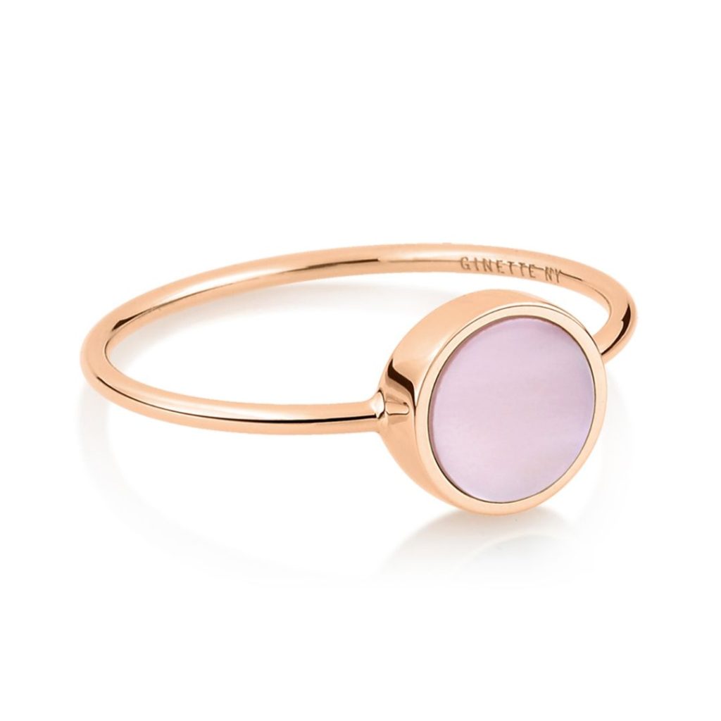 bague mini ever disc nacre rose, or rose, t 54