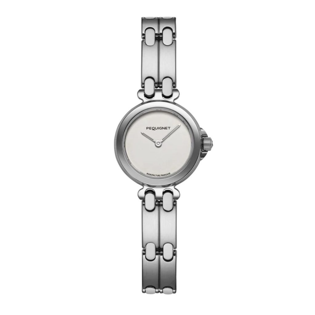 montre moorea, boîtier acier, cadran blanc opalin
