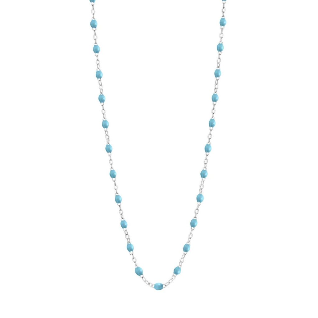 collier turquoise classique gigi, or blanc, 42 cm
