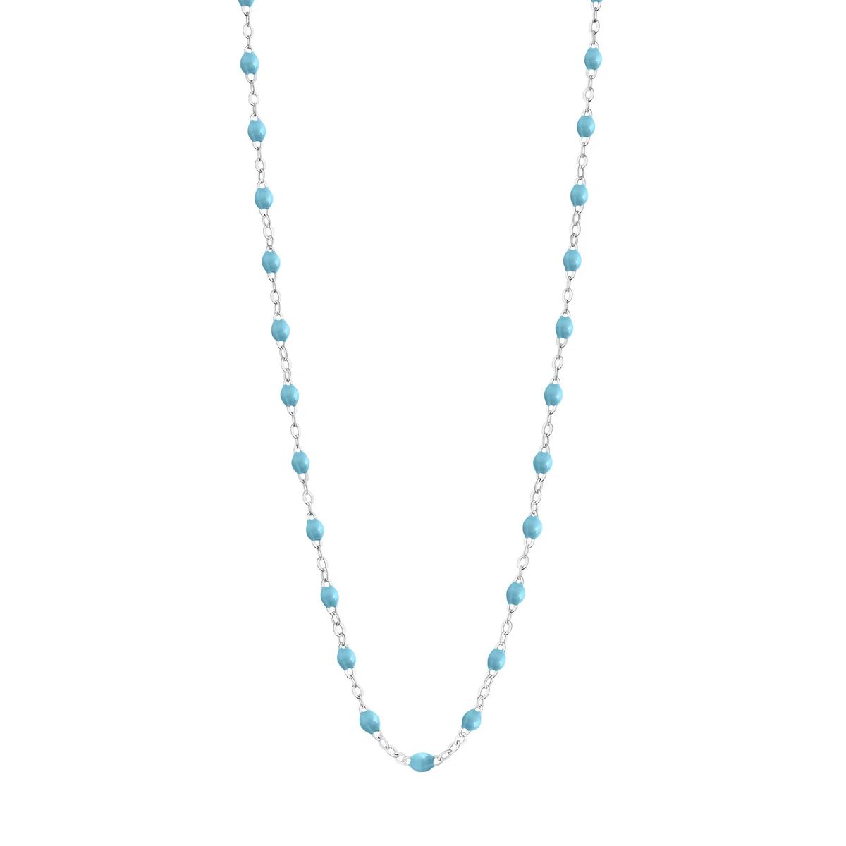 collier turquoise classique gigi, or blanc, 42 cm
