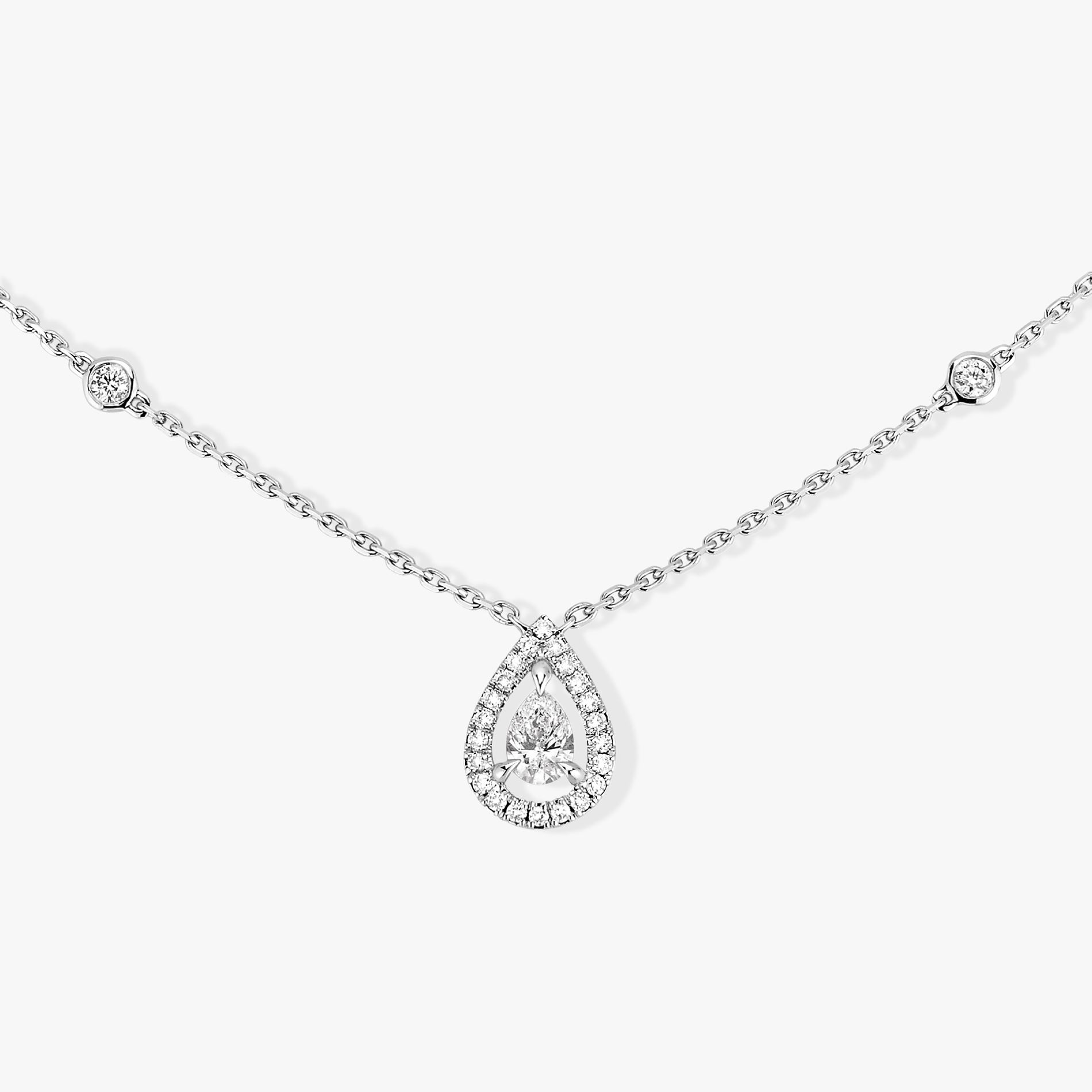 collier joy diamant poire, or blanc