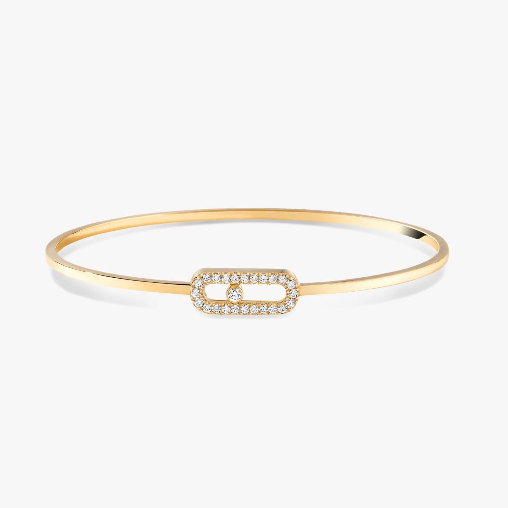 bracelet jonc flex move uno pavé, or jaune