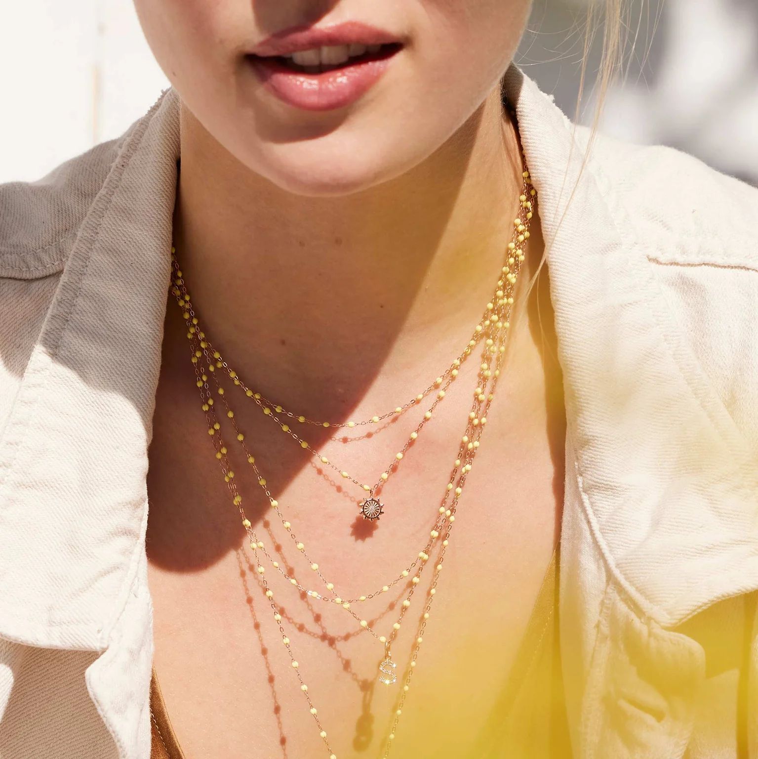 collier mimosa classique gigi, or rose, 42 cm