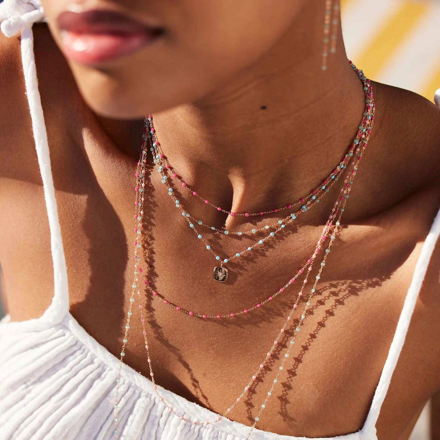 collier aqua classique gigi, or rose, 42 cm