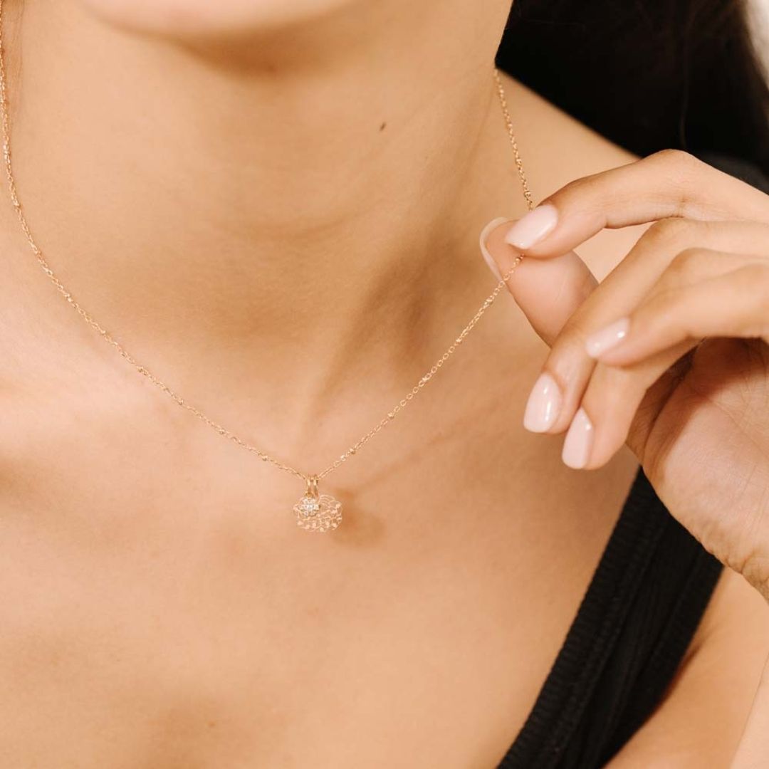 charm lotus diamants, or rose