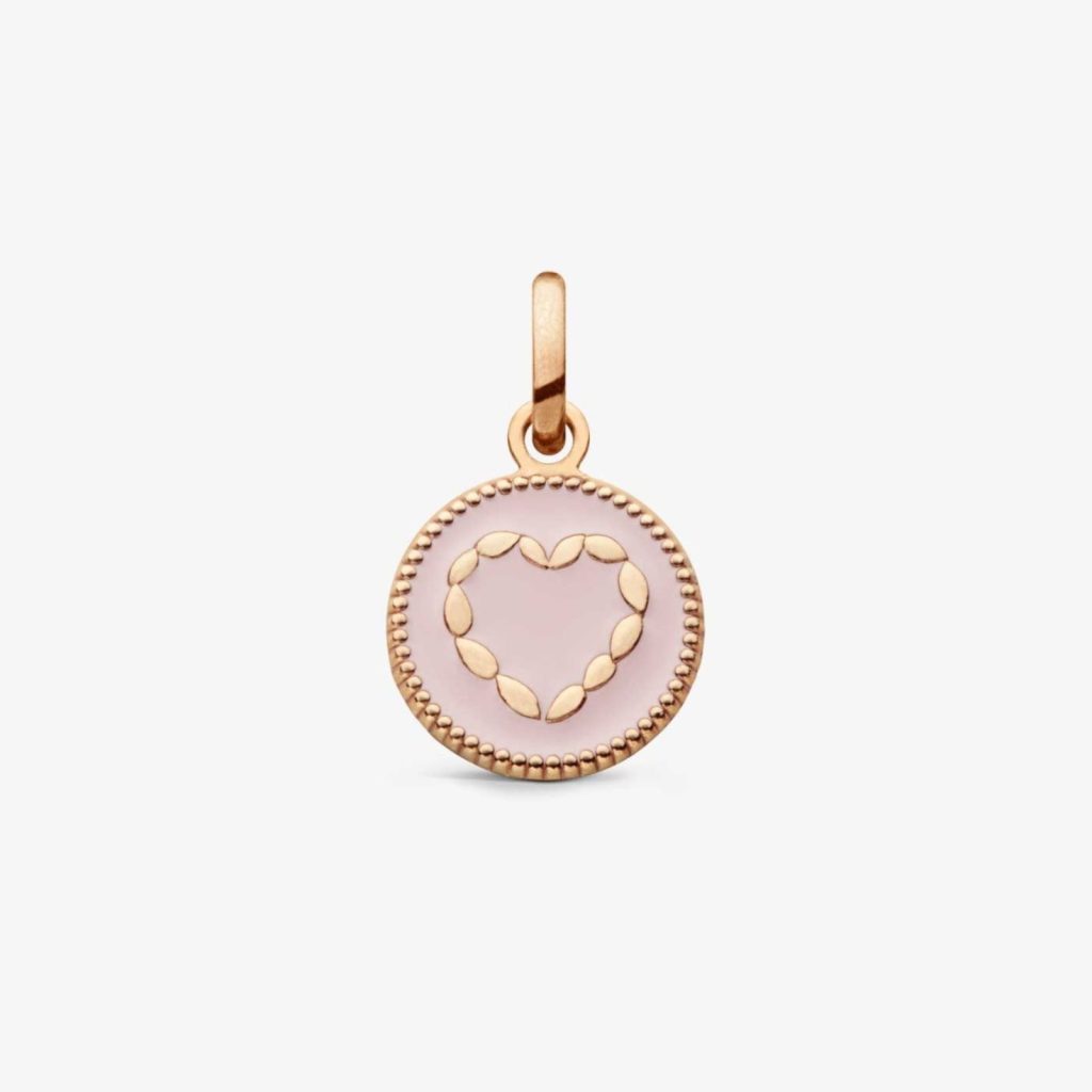 pendentif cœur rose poudré, or rose