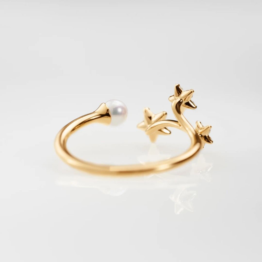 bague shooting stars 3 étoiles diamants, or jaune, t 54