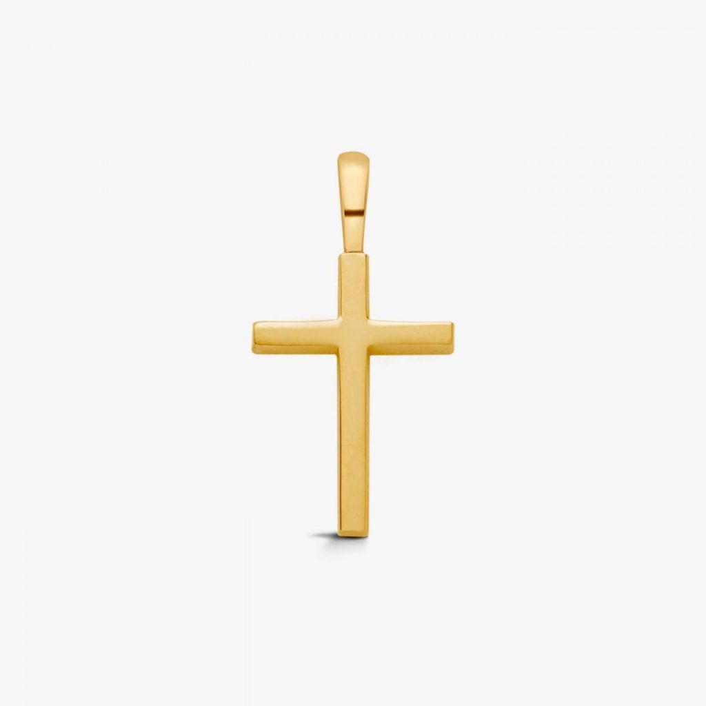 pendentif croix fil carré, or jaune