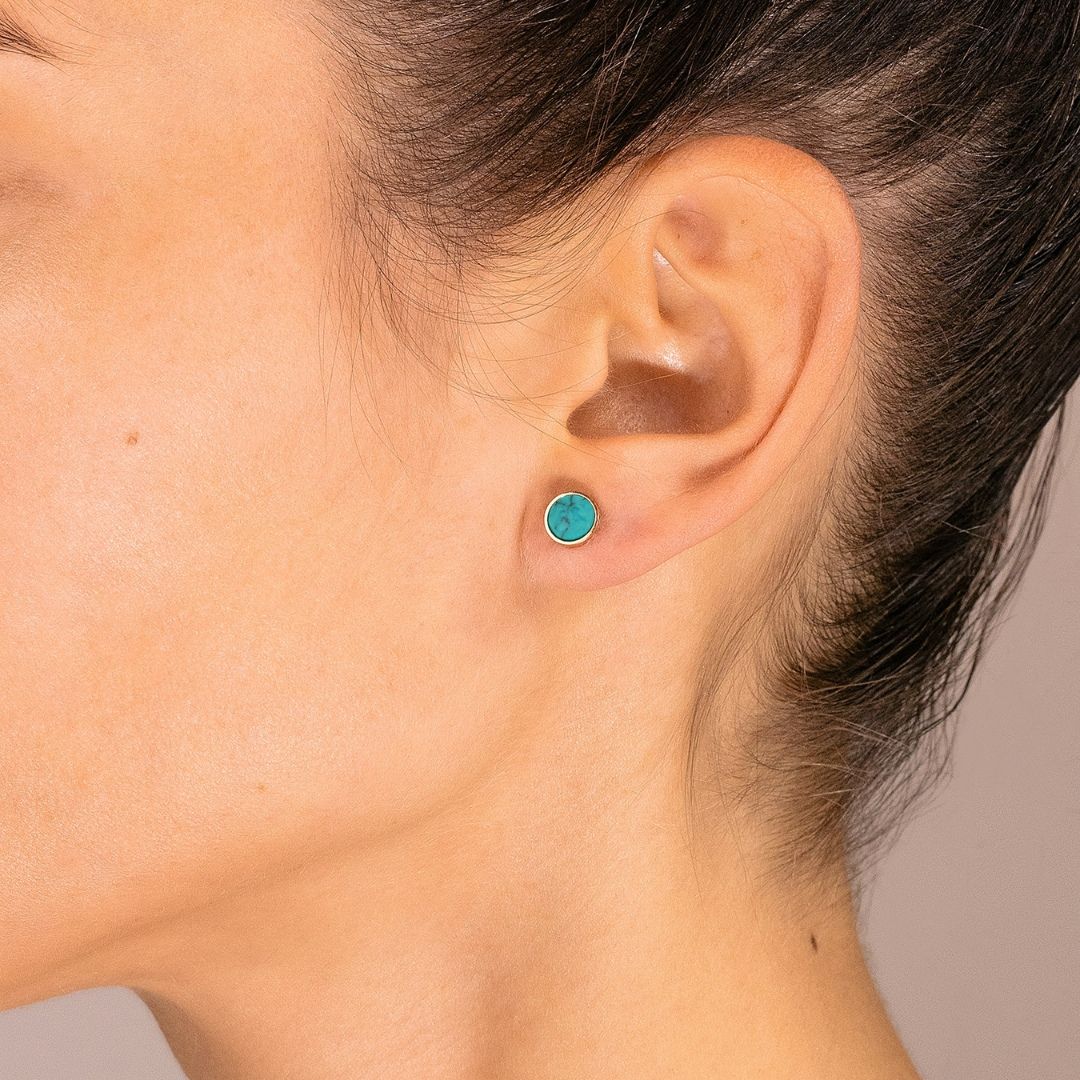 puces d'oreilles ever disc turquoise, or rose