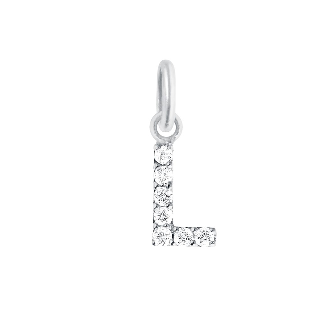 pendentif lucky letter l, diamants, or blanc