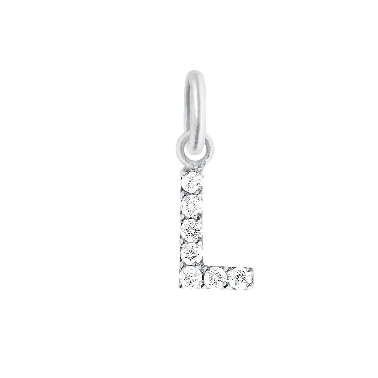 pendentif lucky letter l, diamants, or blanc