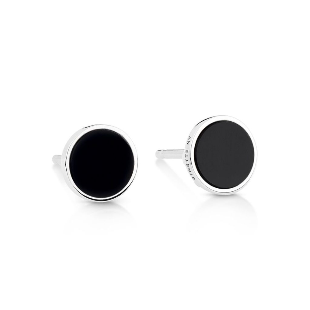 puces d'oreilles ever disc onyx, or blanc
