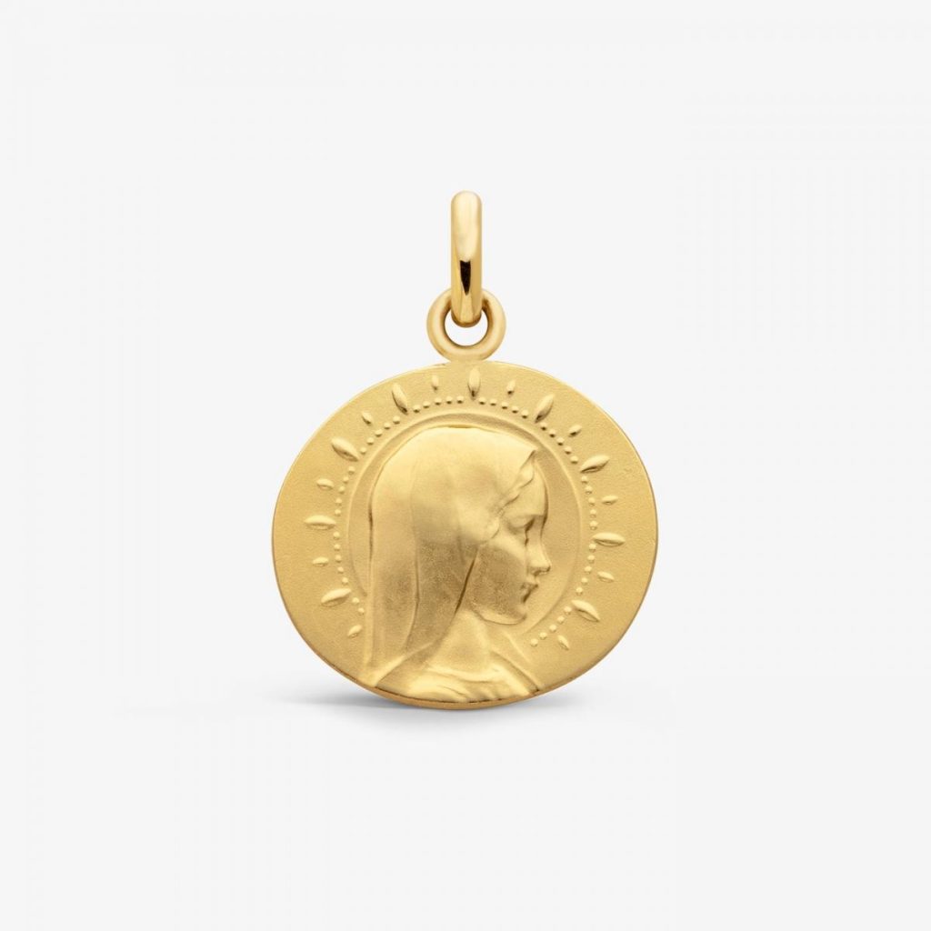 médaille galet vierge jeune Étoilée, or jaune