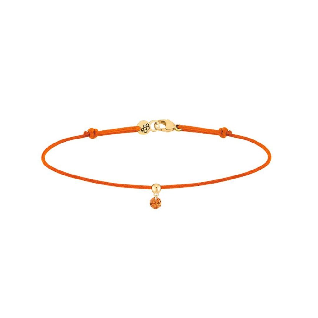 bracelet cordon bb orange, saphir orange, or jaune