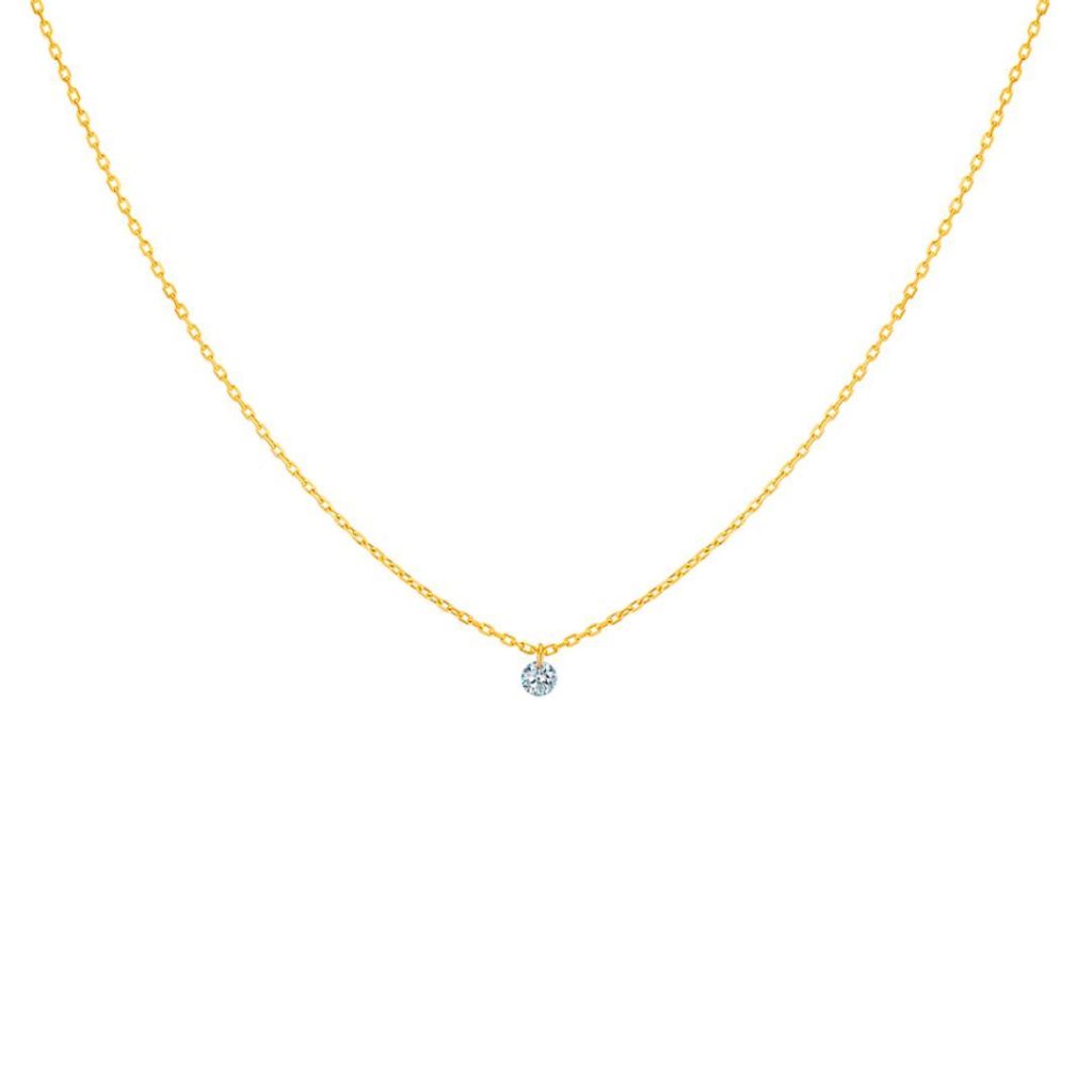 collier 360°0.10ct diamant solitaire, or jaune