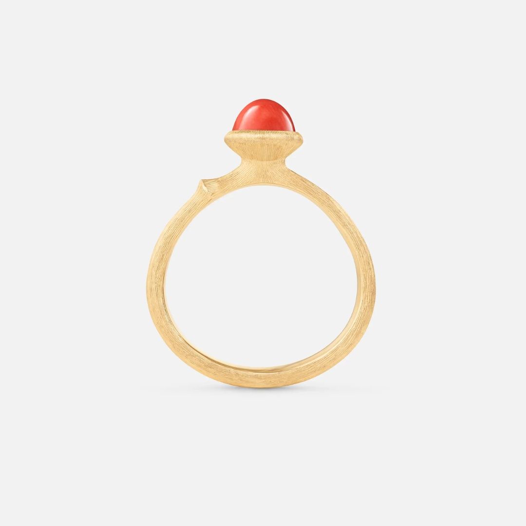 bague lotus 0 corail rouge, or jaune, t 52