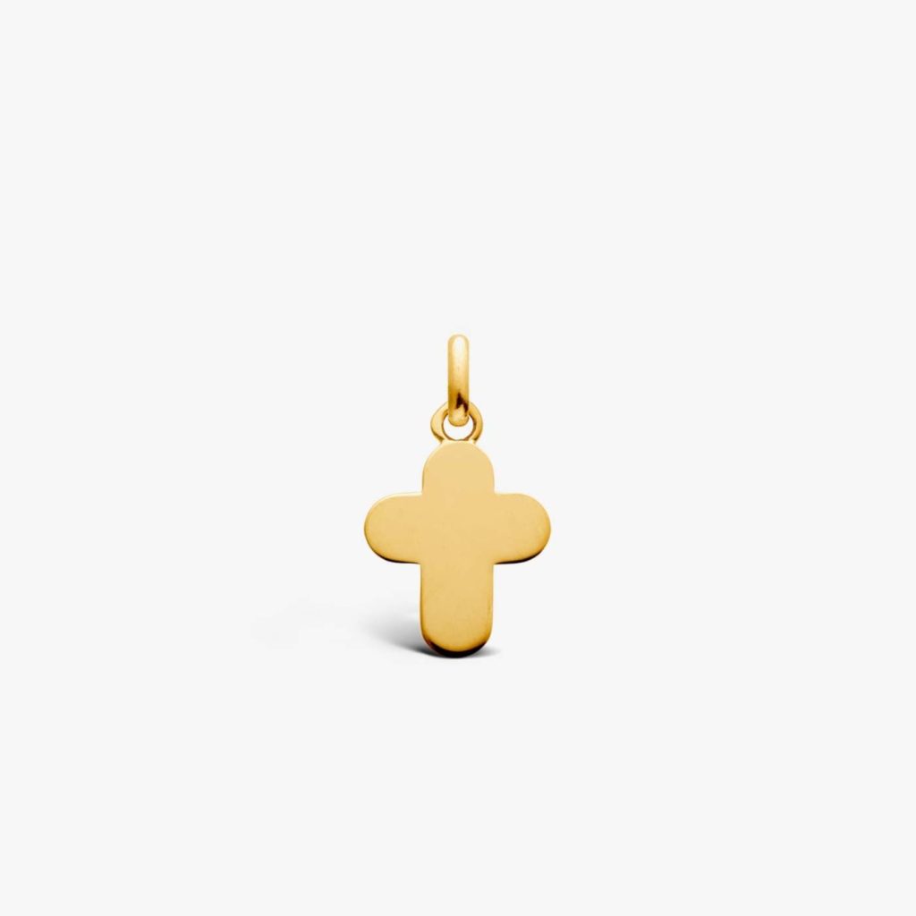 pendentif croix arrondie, or jaune