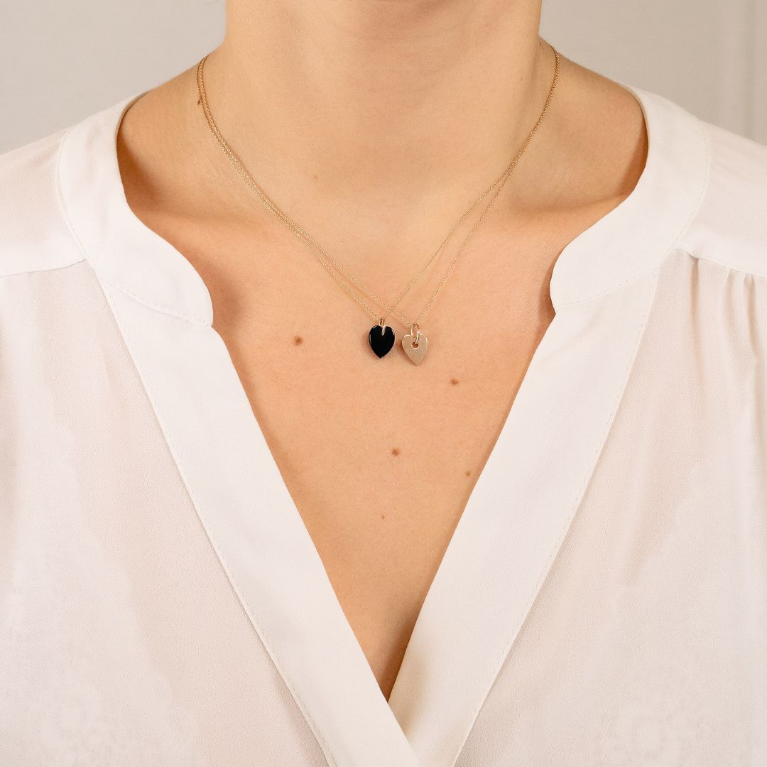 collier angele mini heart onyx, or rose