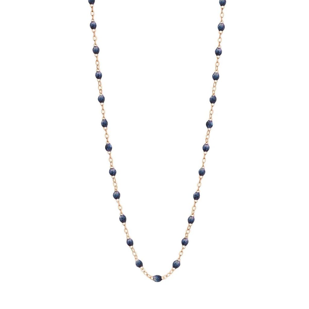 collier bleu nuit classique gigi, or rose, 42 cm