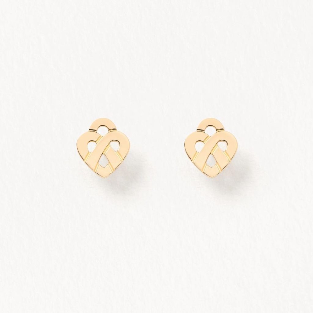 boucles d'oreilles cœur entrelacé, or jaune