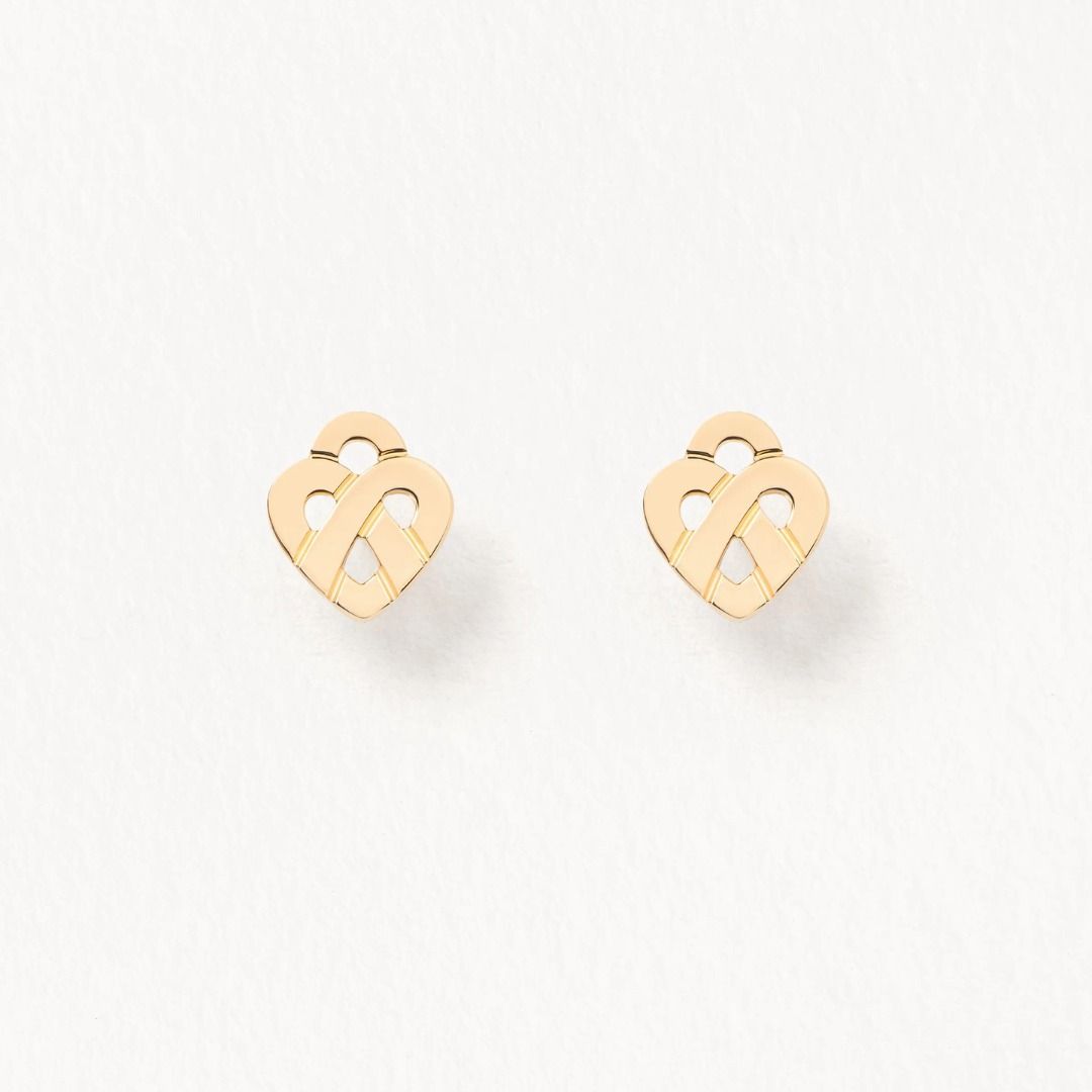 boucles d'oreilles cœur entrelacé, or jaune