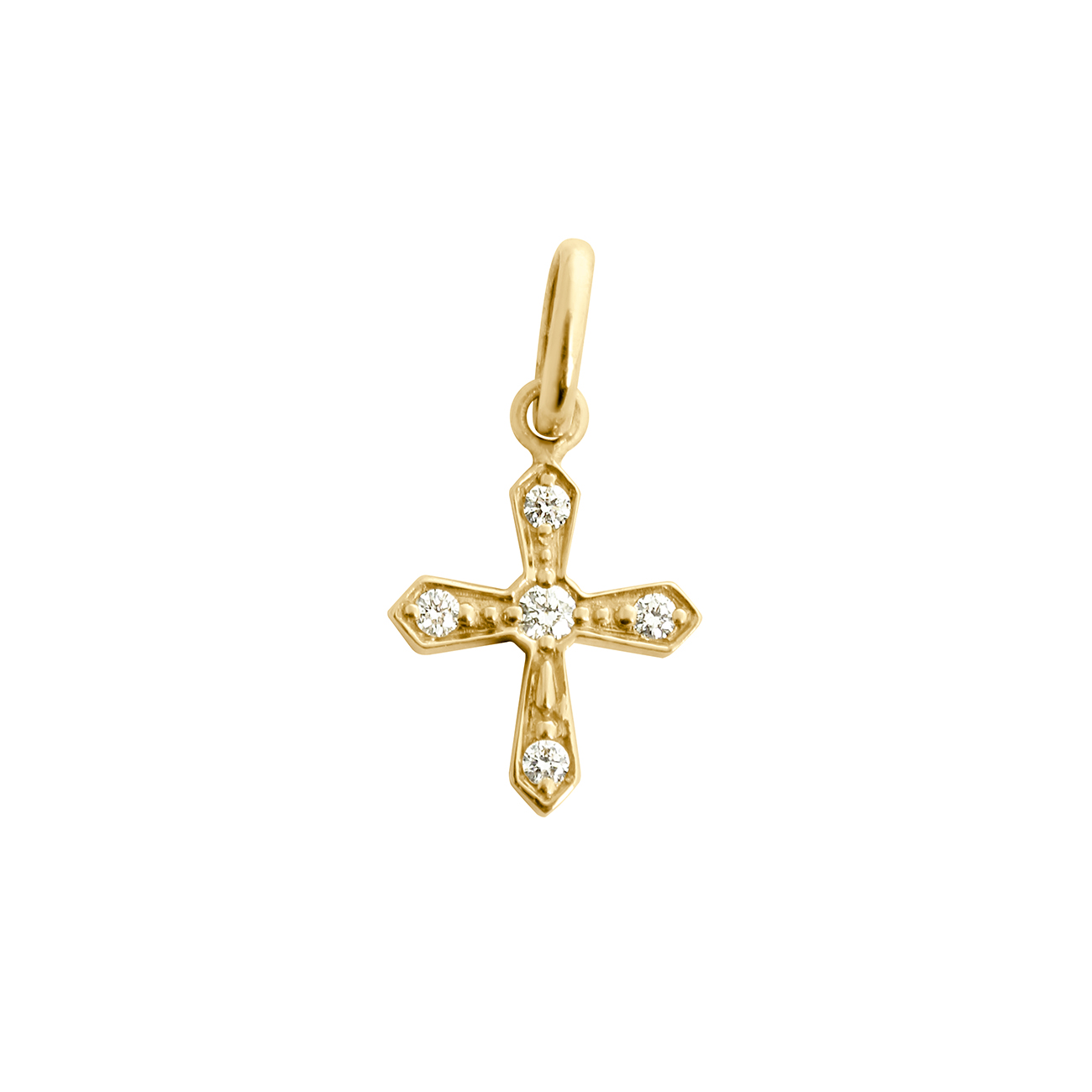 pendentif croix vintage, diamants, or jaune