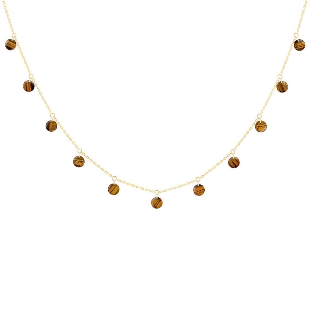 collier polka oeil de tigre, or jaune