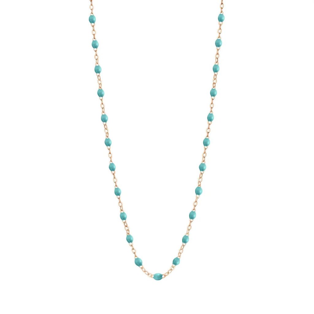 collier turquoise vert classique gigi, or rose, 50 cm