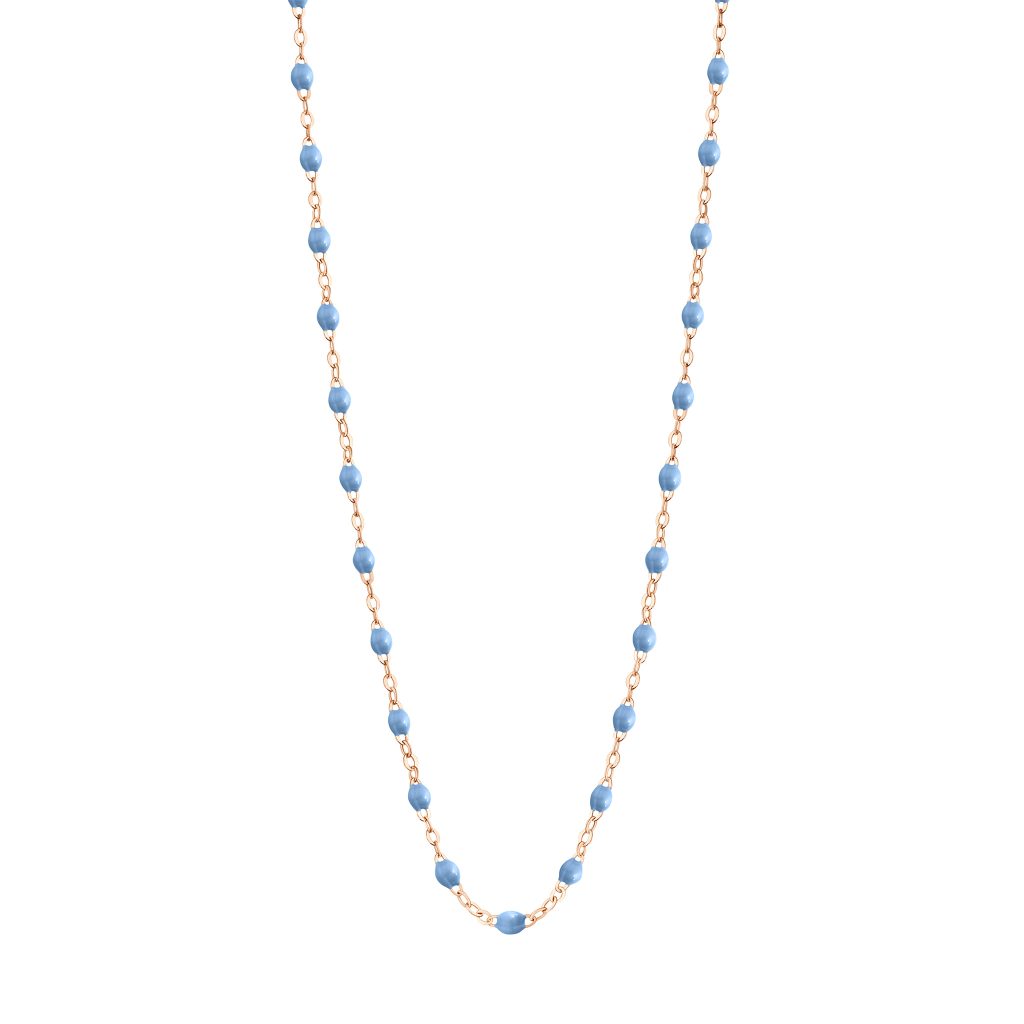 collier bleu ciel classique gigi, or rose, 42 cm