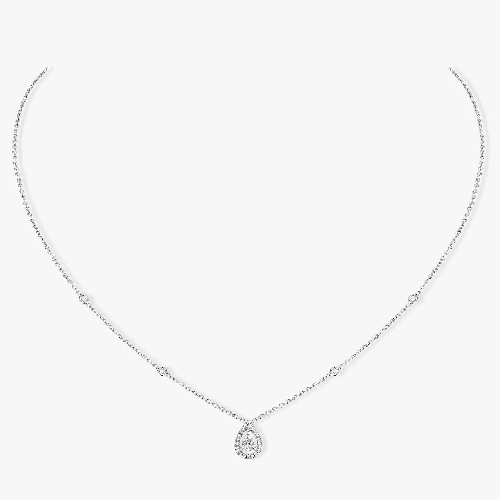 collier joy diamant poire, or blanc