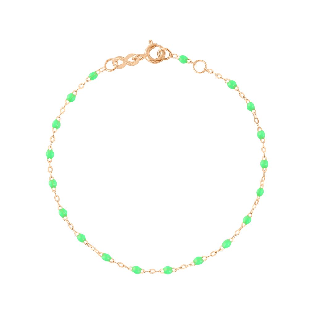 bracelet vert fluo classique gigi, or rose, 17 cm